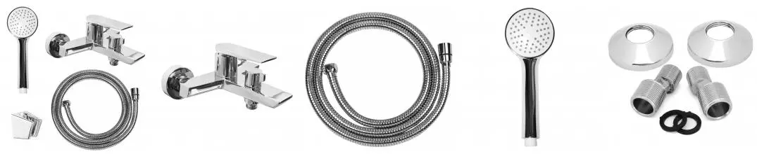 Смеситель для ванны LORANTO MARINA керамический картридж, с полным душевым набором, хром (LR30507000)