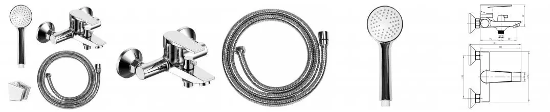 Смеситель для ванны LORANTO SOFIA керамический картридж, с полным душевым набором, хром (LR30273001)