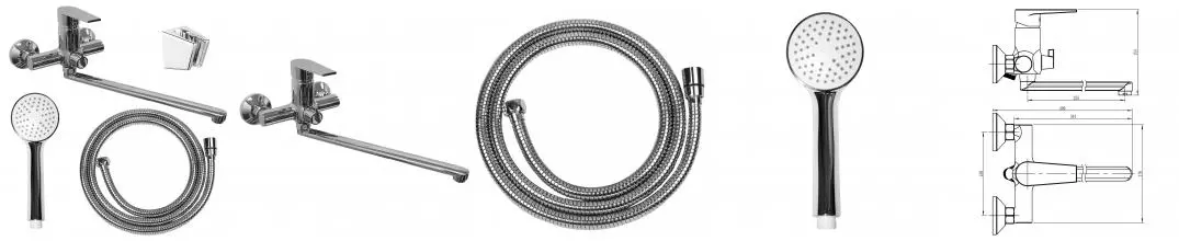 Смеситель для ванны LORANTO SOFIA керамический картридж, длинный излив, хром (LR90273000)