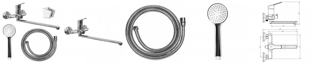 Смеситель для ванны LORANTO TINA керамический картридж, длинный излив, хром (LR90362000)