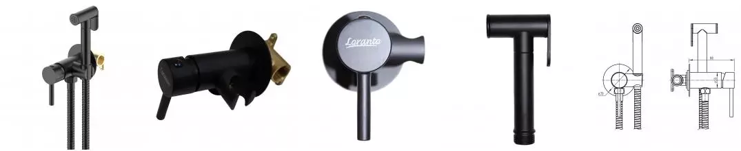 Гигиенический душ Loranto со смесителем, однорычажный, черный (LR80543000)
