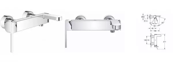 Смеситель для ванны Grohe Plus Хром (33553003)