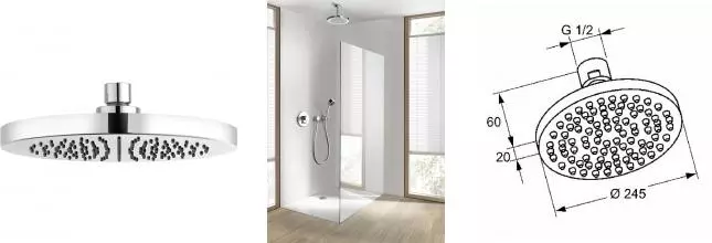 Верхний душ KLUDI A-QA круглый 250 мм, хром (6651105-00)