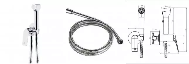 Гигиенический душ Azario Lursy со смесителем, скрытый монтаж, шланг 150 см, хром (AZ-KFX49)