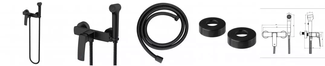 Гигиенический душ Azario Conda со смесителем, керамический картридж, шланг 150 см, черный матовый (AZ-K2511B)