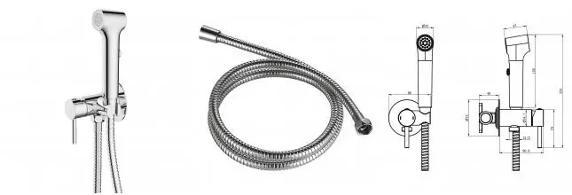 Гигиенический душ Azario Nyons со смесителем, скрытый монтаж, шланг 150 см, хром (AZ-KFX02)