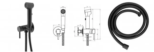 Гигиенический душ Azario Nyons со смесителем, скрытый монтаж, шланг 150 см, черный матовый (AZ-KFX02B)