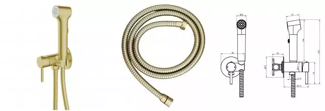 Гигиенический душ Azario Nyons со смесителем, скрытый монтаж, шланг 150 см, золото матовое (AZ-KFX02MG)