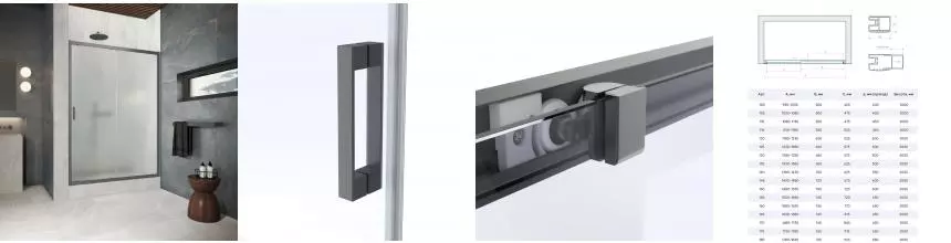 Дверь в душевой проем ZP Protec 125 06 10, профиль GunMetal, стекло сатин Дверь в душевой проем ZP Protec 125 06 10, профиль GunMetal, стекло сатин