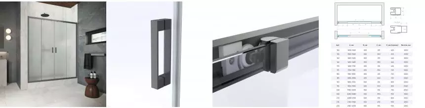 Дверь в душевой проем Z2P Protec 165 06 10, профиль GunMetal, стекло сатин