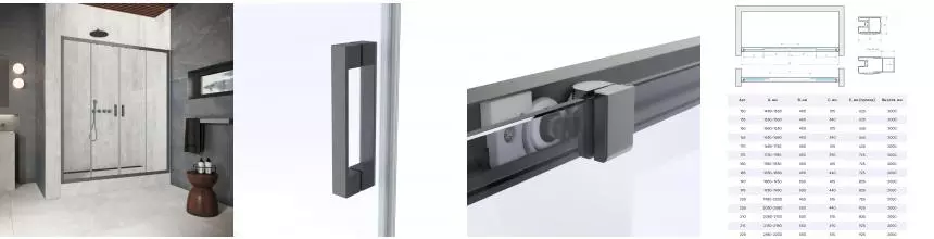 Дверь в душевой проем Z2P Protec 185 06 01, профиль GunMetal, стекло прозрачное Дверь в душевой проем Z2P Protec 185 06 01, профиль GunMetal, стекло прозрачное