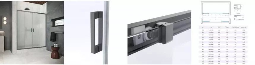 Дверь в душевой проем Z2P Protec h1900 185 06 10, профиль GunMetal, стекло сатин Дверь в душевой проем Z2P Protec h1900 185 06 10, профиль GunMetal, стекло сатин