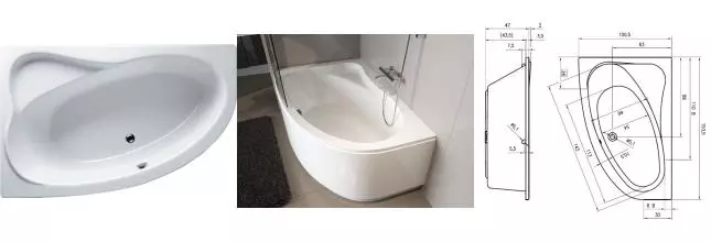 Ванна акриловая «Riho» Lyra 153/100 без опор без сифона белая правая Ванна акриловая «Riho» Lyra 153/100 без опор без сифона белая правая