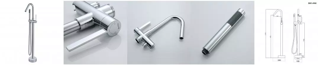 BOND B05-4900 Смеситель напольный для ванны с душем с поворотным изливом