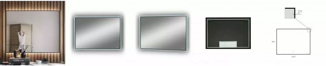 BOND M36ZE-10080 Зеркало прямоугольное Лофт 100х80см с подсветкой и черным обрамлением