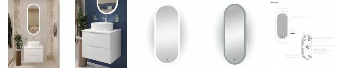 BOND M41ZE-50120 Зеркало овальное 50х120см с LED подсветкой и бесконтактным сенсором