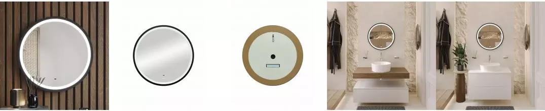 BOND M60ZE-6060 Зеркало круглое 60х60см с LED подсветкой, бесконтактным сенсором и черной рамой