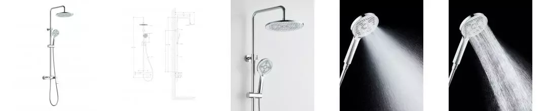 BOND B08-9100 Душевая система с тропическим душем и смесителем с изливом