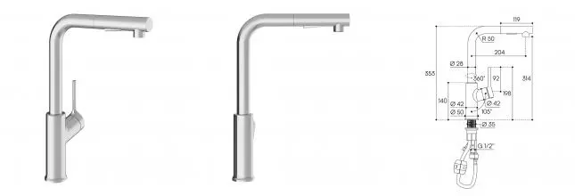 AQD ASSISTENTE Смеситель для кухни с вытяжным изливом, 2 типа струй, хром ASI0600 ASI0600 · Aqueduto, ASI0600 AQD ASSISTENTE Смеситель для кухни с вытяжным изливом, 2 типа струй, хром ASI0600 ASI0600 · Aqueduto, ASI0600