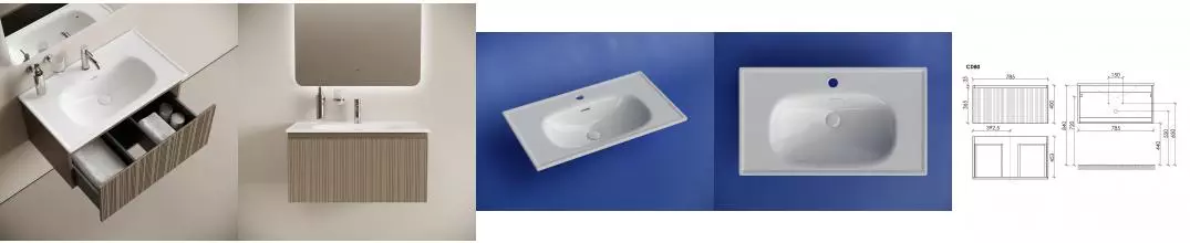 Тумба с раковиной SANCOS Code 785х453х400 CD80GB бежевая, раковина белая Ceramica Nova Sabo