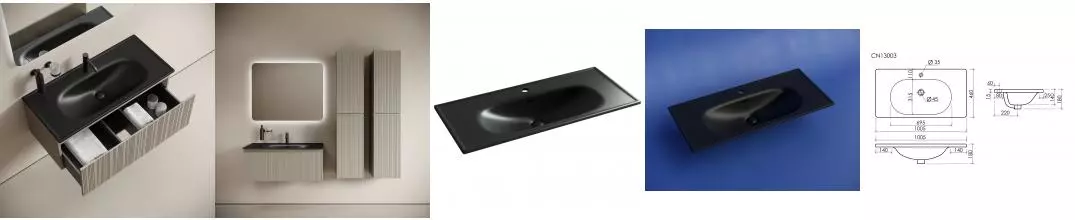 Тумба с раковиной SANCOS Code 990х453х400 CD100GP серая платина, раковина чёрная матовая Ceramica Nova Sabo