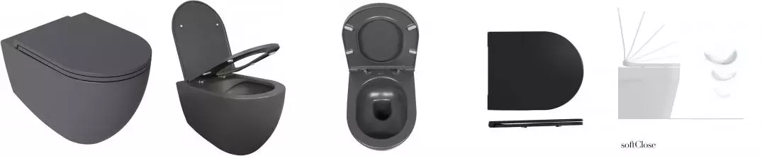 Подвесной унитаз «Isvea» Infinity 10NF02001-2C матовый чёрный с сиденьем дюропласт с микролифтом чёрное