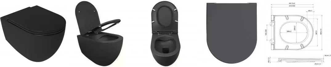 Подвесной унитаз «Isvea» Infinity 10NF02001-2C матовый антрацит с сиденьем дюропласт с микролифтом матовый антрацит