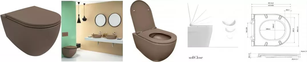 Подвесной унитаз «Isvea» Infinity 10NF02001-2H матовый коричневый с сиденьем дюропласт с микролифтом коричневое