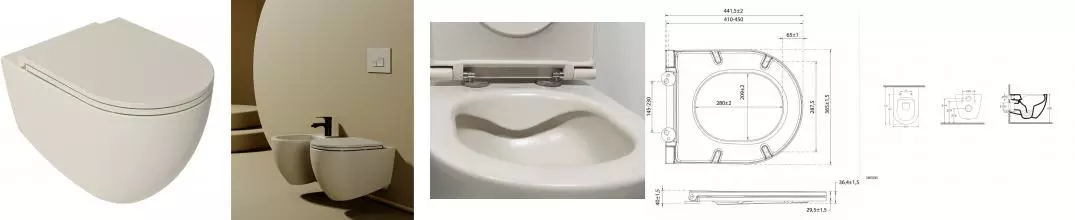 Подвесной унитаз «Isvea» Infinity 10NF02001-2K матовый слоновая кость с сиденьем дюропласт с микролифтом слоновая кость