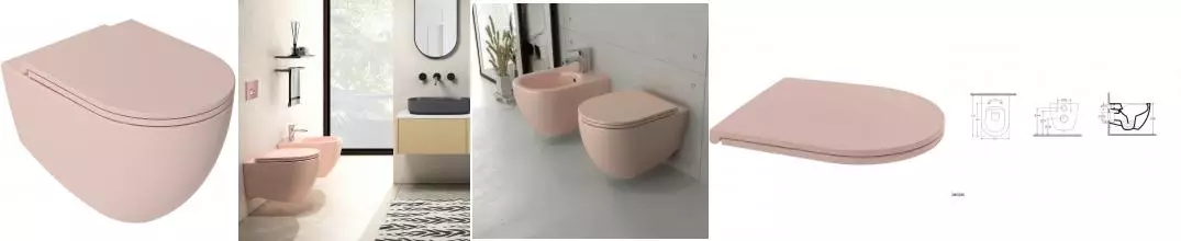 Подвесной унитаз «Isvea» Infinity 10NF02001-2S матовый розовый с сиденьем дюропласт с микролифтом розовый