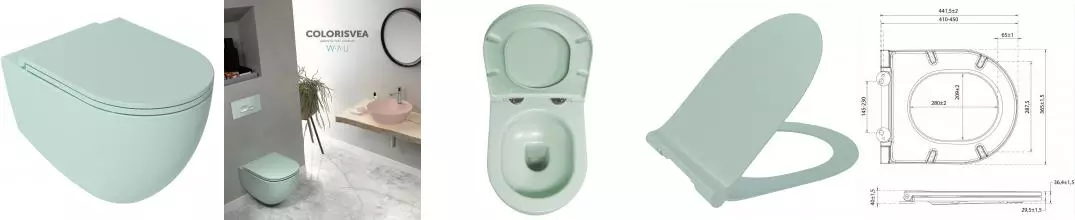 Подвесной унитаз «Isvea» Infinity 10NF02001-2T матовый зелёный с сиденьем дюропласт с микролифтом зелёное