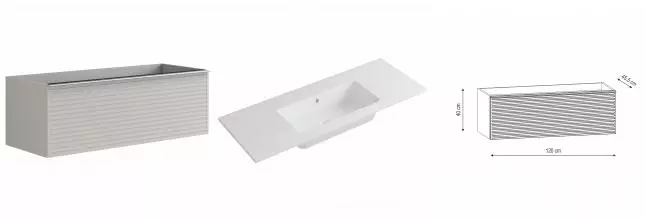 Тумба с раковиной «Onsen» Pixel 120 (68-BP-122-S2-M11) подвесная серая с 2 ящиками, раковина белая матовая (18M-120-CX-MBI)