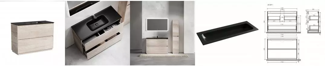 Тумба с раковиной «Sancos» Libra Floor 1190 напольная дуб галифакс натуральный 2xLB120F-1EG, раковина накладная Grace чёрная матовая двойная CN7016MBwx Тумба с раковиной «Sancos» Libra Floor 1190 напольная дуб галифакс натуральный 2xLB120F-1EG, раковина накладная Grace чёрная матовая двойная CN7016MBwx