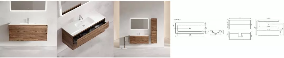 Тумба с раковиной «Sancos» Libra 1190 подвесная дуб чарльстон LB120-1ECH, раковина накладная Grace белая двойная CN7016wx