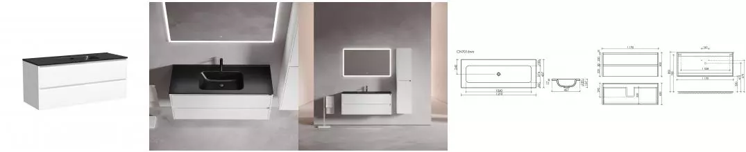 Тумба с раковиной «Sancos» Libra 1190 подвесная белый глянец LB120-1W, раковина накладная Grace чёрная матовая двойная CN7016MBwx Тумба с раковиной «Sancos» Libra 1190 подвесная белый глянец LB120-1W, раковина накладная Grace чёрная матовая двойная CN7016MBwx