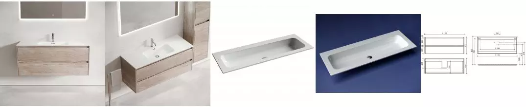 Тумба с раковиной «Sancos» Libra 1190 подвесная дуб галифакс натуральный LB120-1EG, раковина накладная Grace белая двойная CN7016wx