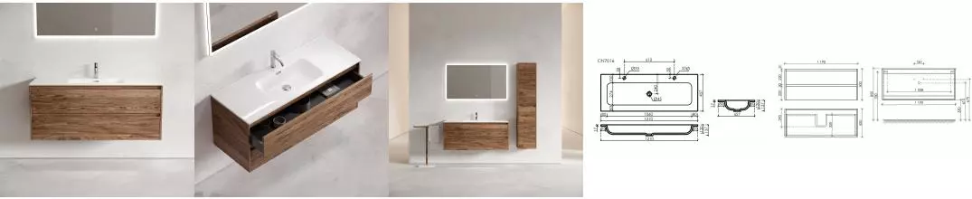 Тумба с раковиной «Sancos» Libra 1190 подвесная дуб чарльстон LB120-1ECH, раковина накладная Grace белая двойная CN7016 Тумба с раковиной «Sancos» Libra 1190 подвесная дуб чарльстон LB120-1ECH, раковина накладная Grace белая двойная CN7016