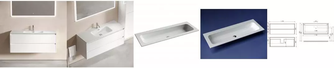 Комплект из двух тумб с раковиной «Sancos» Libra 1190 подвесная белый глянец 2xLB120-1W, раковина накладная Grace белая двойная CN7016wx Комплект из двух тумб с раковиной «Sancos» Libra 1190 подвесная белый глянец 2xLB120-1W, раковина накладная Grace белая двойная CN7016wx