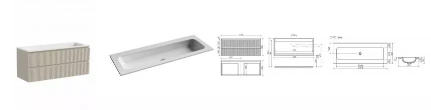 Тумба с раковиной «Sancos» Snob R 120 подвесная Beige Soft SNR120CE, раковина белая CN7016wx