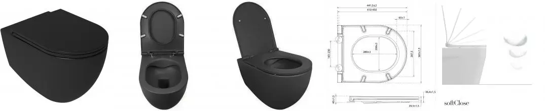 Унитаз подвесной «ISVEA» Infinity матовый черный 10NF02001-2N с сиденьем микролифт матовый черный 40KF0521I-S