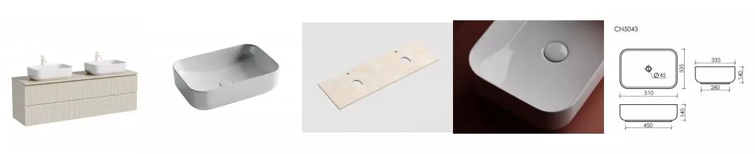 Тумба со столешницей и раковиной «Sancos» Snob R 80 подвесная Beige Soft SNR80CE, столешница Kreman TT160A2X, раковина белая CN5043