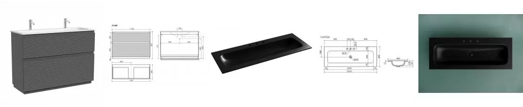 Тумба с раковиной «Sancos» Folk Floor 120 напольная Grey Soft FL120FGS, раковина чёрная матовая CN7024MB