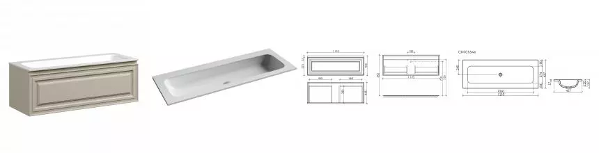 Тумба с раковиной «Sancos» Very 120 подвесная Beige Soft VR120CE, раковина белая CN7016wx