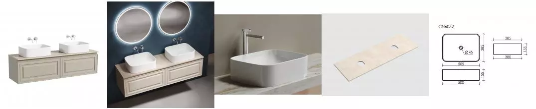 Тумба со столешницей и раковиной «Sancos» Very 80 подвесная Beige Soft VR80CE, столешница Kreman TT160A2, раковина белая CN6052