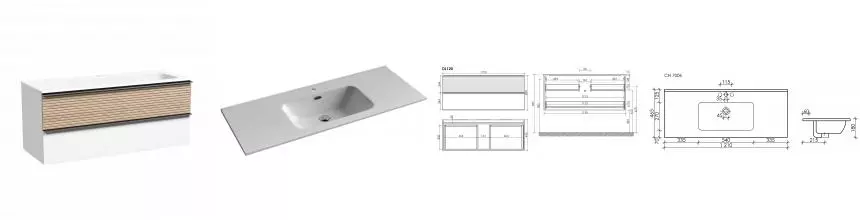 Тумба с раковиной «Sancos» Delta 120 подвесная дуб светлый/белая DL120W, раковина белая CN7006