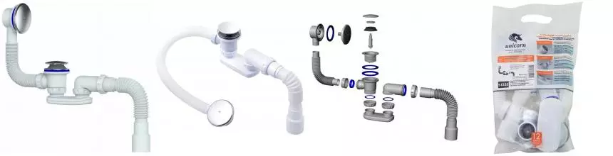 S122E Сифон для ванны и глуб. поддон. easyopen(хром. перел, чашка из нерж. ст)г. т.40х40/50 400 Unicorn