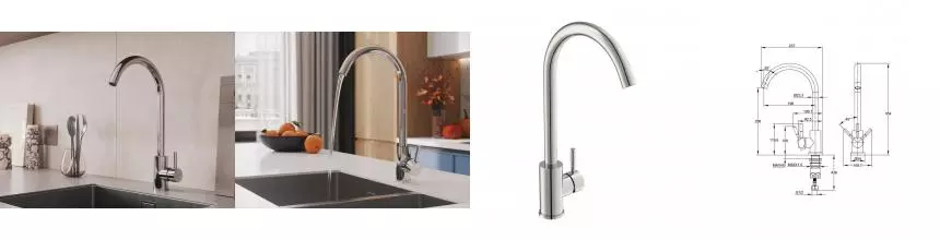 Смеситель для кухни COMO однорычажный хром