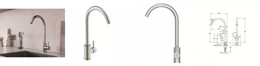 Смеситель для кухонной мойки Cersanit Como 68242, цвет сатин