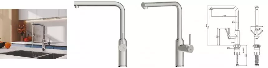 Смеситель для кухни FLAVIS однорычажный хром