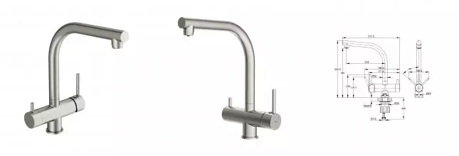 Смеситель для кухни CREA однорычажный с фильтром сатин